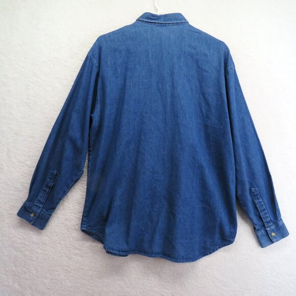 Maggie Max Shirt Womens Size Medium Embroidered Fall Floral Denim Blouse Vintage - Picture 3 of 8